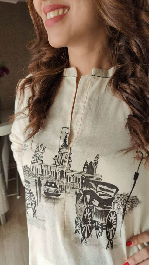 Handpainted Off White Coord Set